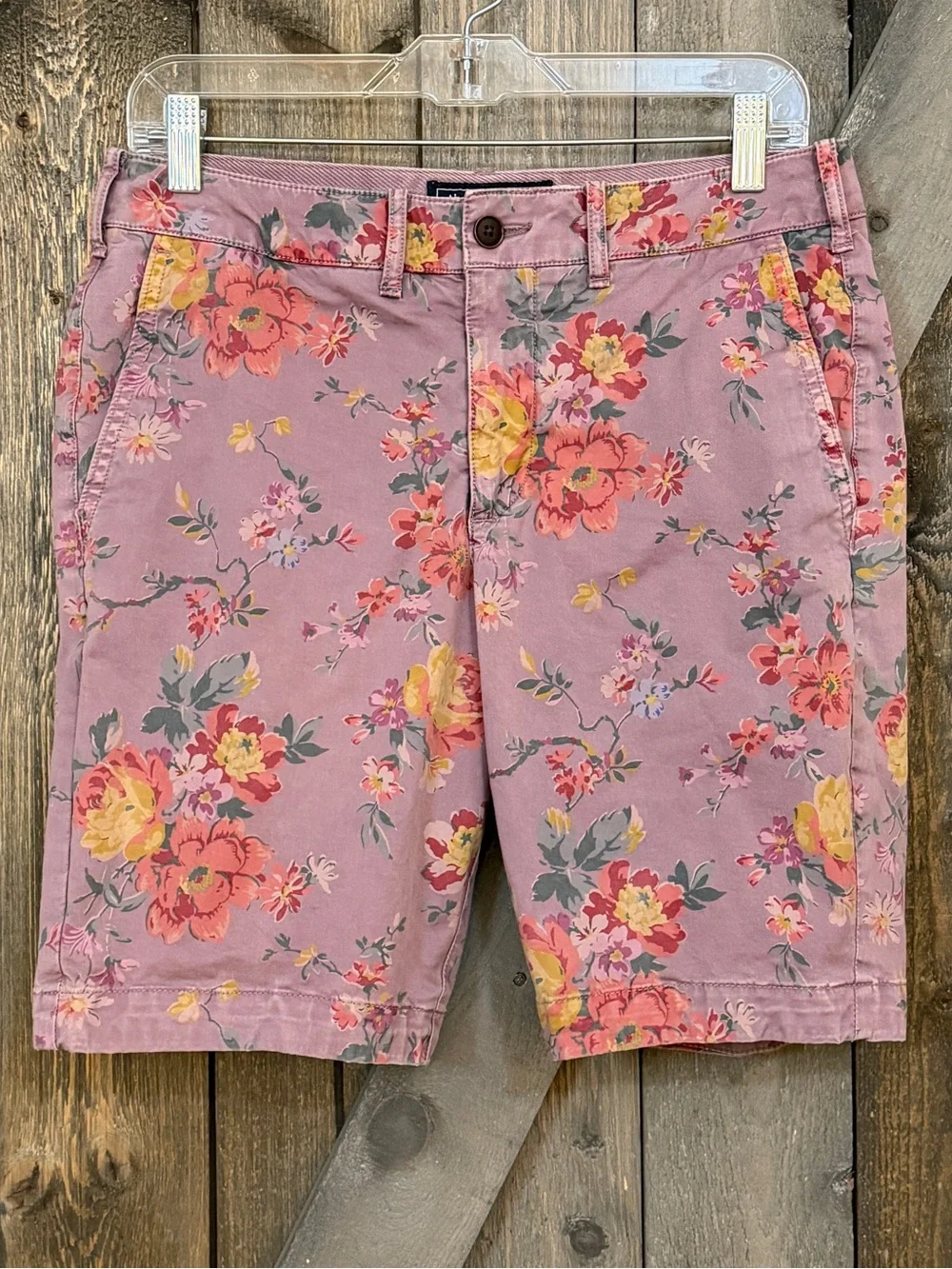 Abercrombie & Fitch Floral Bermuda Shorts Purple Cotton Stretch Y2K Cottagecore